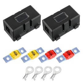 Midi Fuse Holder, 2 Pieces ANS Car Fuse Holder, Car Fuse Holder with 40A 50A Mega Fuse and 4 Pieces Terminal, Mega Fuse Holder for Car Boat SUV Truck