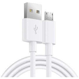 USB Micro Charging Cord 6.6ft Fit for Simplehuman Mirror 5" 8" Round Lighted Makeup Mirror - Black (White)
