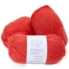Highland Haven - Juego de 3 madejas de lana 100% Highland (150 gramos), peso de los dedos, procedentes directamente del Perú, suave y perfecto para tejer y ganchillo (dedos, rosa coral)