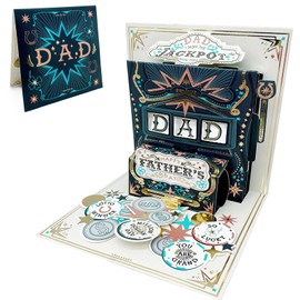Fassory Fathers Day Card, 3D Pop Up Slot Machine Jackpot Funny Father’s Day Card (Slot Machine Jackpot)