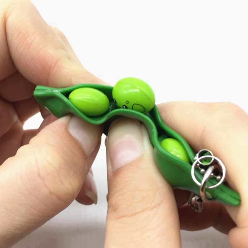 EROSPA® Funny Face Sugar Pea Bean Squeeze Keyring, Green