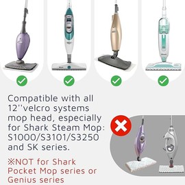 LINKPEACE Steam Mop Pads for Shark S1000/S3101/S3250/SK Series SK410 SK435CO SK460 SK140 SK141 S3251 Steam Mop Replacement Pads, 4 Pack