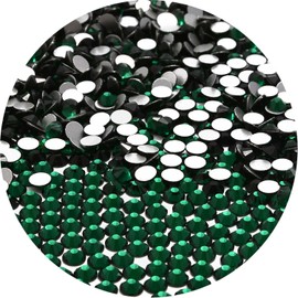 NCB Nancybeads 288pcs Flatback Round Glass Nail Art Rhinestones Crystal for DIY Making Accessories Shoes, Clothes, Face Art, Bags, Manicure (Emerald, SS30 288pcs)