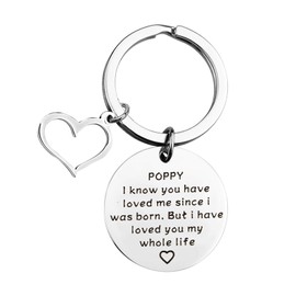 BLEOUK Poppy Keychain Grandpa Gift Father’s Day Gift Birthday Gift for Poppy Grandpa (love since POPPY)