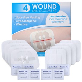 Houseables Zip Stitch, Wound Closure Strips, Butterfly Bandages, Laceration Closure Strips, Butterfly Stitches for Wounds, Emergency Laceration Kit, Zip Sutures, Emergency Skin Zipper Bandage, 4 Pack