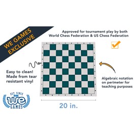 WE Games- Tournament Roll Up Vinyl Chess Board- Green and White