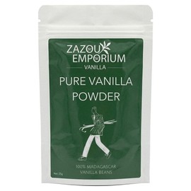 Zazou Emporium - Pure Madagascar Vanilla Bean Powder 25g - 100% Natural Bourbon Vanilla, Ground Whole Bean - No Sugar, No Alcohol, No Additives - For Coffee, Baking, Keto, Paleo, Vegan