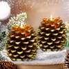 Zhitaoxun Pinecone Candles Flameless,Pine Cone Flameless Flickering Candles, Battery Operated