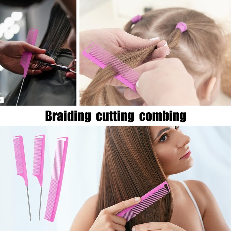 Patelai 12 Pieces Parting Comb for Braids Rat Tail Steel