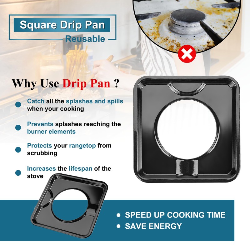 Square Drip Pan 7.75" Heavy Duty Gas Burner SGP-400 Square
