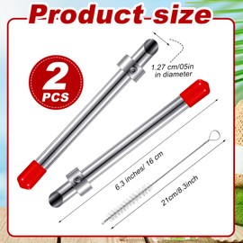 Lasnten 2 Pack Straw Puncher for Plastic Lids Lemonade Cups, Stainless Steel Straw Hole Puncher Punching Tools for Cafe Drinks Fresh Squeezed Lemonade Stand Supplies (6.3 Inch,Red)