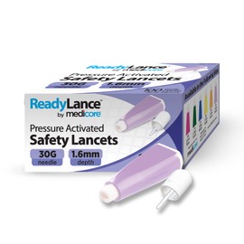 ReadyLance, Pressure Activated Safety Lancets, 100 Lancets, 30Gx1.6MM, Purple