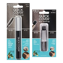 Kiss Quick Cover - Juego de retoque, humectar y brillar, cepillo y palo (Negro)