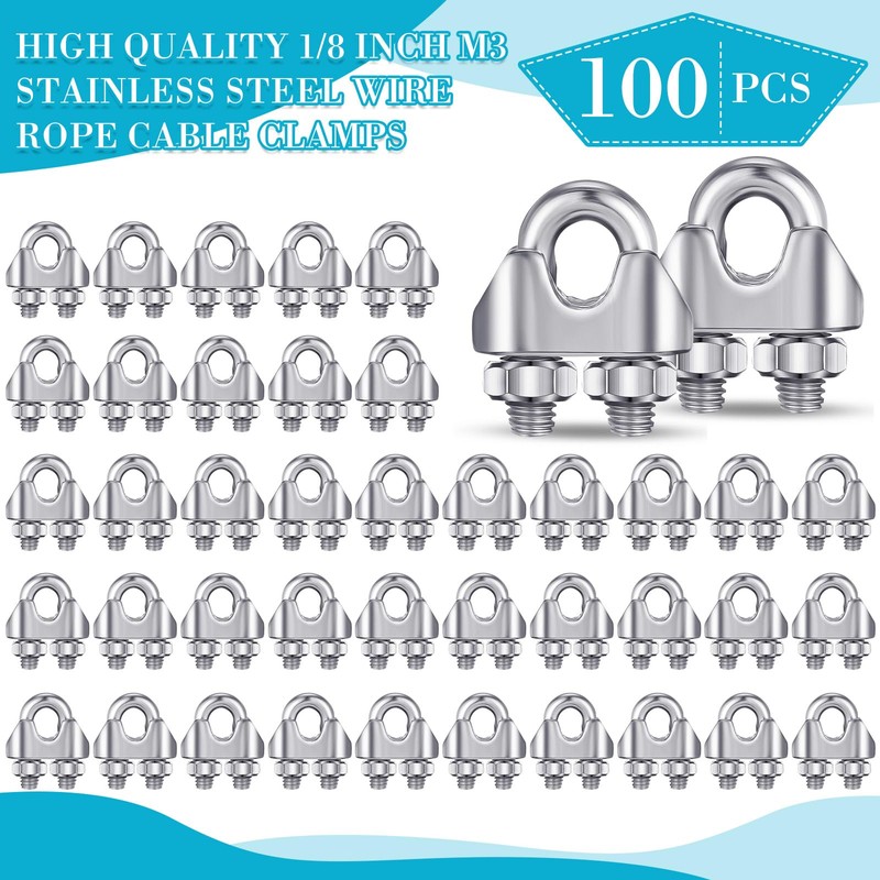 Blulu 100 Pcs 1/8 Inches M3 Stainless Steel Cable Wire