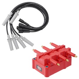 Ignition Coil Pack UF305 with 6 Spark Plug Wire Set Compatible with Chrysler Pacifica Town & Country Voyage Dodge Caravan Jeep Wrangler Volkswagen Routan 3.3L 3.8L V6 Repalce# UF305 4306 27703