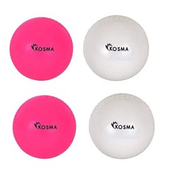 Kosma Set of 4 Cricket Wind Balls | Indoor & Outdoor training Cricket Ball | Cricket Coaching Ball | Cricket Training Equipment | 2 x Pink, 2 x White Colour