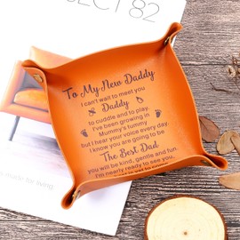 New Dad Gifts from Daughter Son Wife First Time Dad Gifts for New Dad Step Dad Gender Reveal Gifts First Time Dad Father to Be Expectant Dad Gifts Birthday Christmas Leather Tray Summer Fathers Gifts