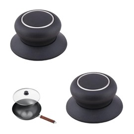 Set of 2 pot lid handles black with screws, pot lid handle, pot lid knob replacement, pan lid, pot handles, heat protection, pot lid knob for AMC pots spare parts, for AMC spare parts for lids