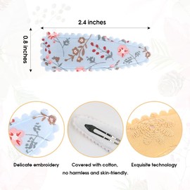 JIAHANG 20PCS Baby Girls Floral Print Hair Clips in Pair, Cotton Snap Hairpins Non Slip Barrettes Thin Hair Accessories Set for Toddlers Kids (color B)