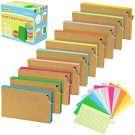 500PCS Colored Index Cards with Rings - 10 Colours 10 Sets 5"x3" One Side Lined One Side Blank - Revision/Record/Flash Note/Study Cards/Memo Scratch Pads/To Do List for Office School Home PAP06MX500