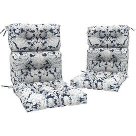 Melody Elephant Adirondack Chair Cushions Set of 2, Water Resistant Outdoor High Back Chair Cushions for Patio Home Garden, 22" W x 20" D, Damask Lapis