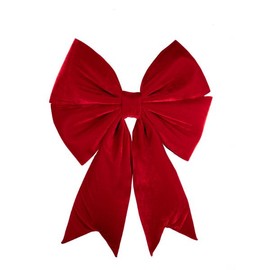 Christmas Red Velvet Bow Ornament – made of soft plush velvet with cotton filling, feels like a pillow, vibrant in color and 3D puffy, perfect for decorating Christmas trees, gifts, and holiday home décor.:_Bow