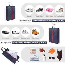 CANBOX Shoe Bags for Travel, 2 PCS Water Resistant Nylon Shoe Pouch with Portable Buckle Handle, Machine Washable Shoe Storage Organizer for Fitness, Home Use