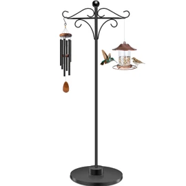 Adjustable Double Shepherd's Hook, 34-63 Inch Black Iron Stand for Indoor/Outdoor Use – Ideal for Hummingbird Feeders, Hanging Plants, Lanterns, Wind Chime