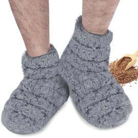 REVIX Microwavable Booties and Feet Warmers for Women & Men, Microwave Heated Foot Warmer with Flaxseed Moist Heat for Cold Feet, Gray, L