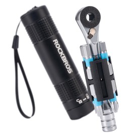 Rockbros Mini Ratchet Wrench, Bicycle, Socket Wrench, Compact, Portable, 1/4 Inches, Mechanical, H2.5, H3, H4, H5, H6, PH2, SL4, T25, 8-in-1 Set, Durable, Alloy Steel, Easy Operation, Bicycle