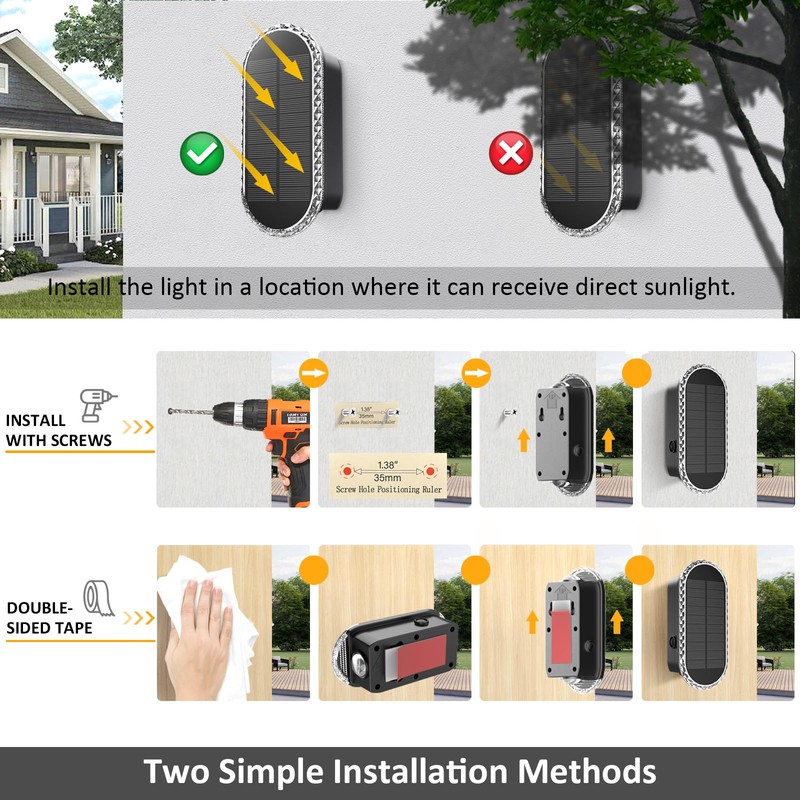 LIANGLOME 8PK Solar Fence Lights Outdoor - Solar Outdoor Light