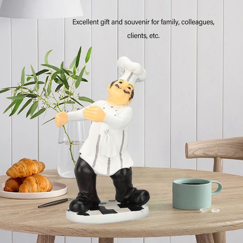 Resin Chef Statue Restaurant Dining Table Decor Holding Red Wine