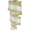 HUIHUANG Gold Wired Satin Ribbon with Glitter Stripe Edges 2.5
