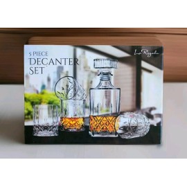 Le Regalo Brand Five Piece Square Wine Decanter w/ Stopper ~ Four  Glasses