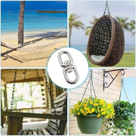 POFET M12 304 Stainless Steel Double Ended Swivel Hook Eyelet to Eye Swivel Ring Connector for Hanging Chair Swivel Grill Hanging Swing Dog Lead Pack of 2
