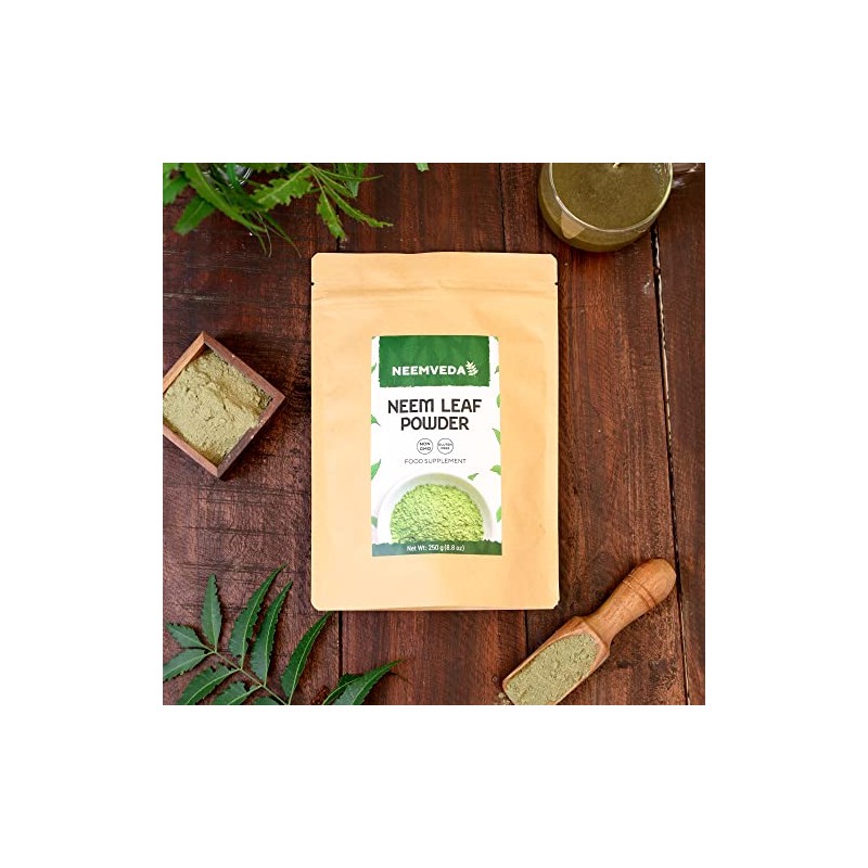Neemveda Neem Leaf Powder (Azadirachta Indica) for Eating, Organically Grown