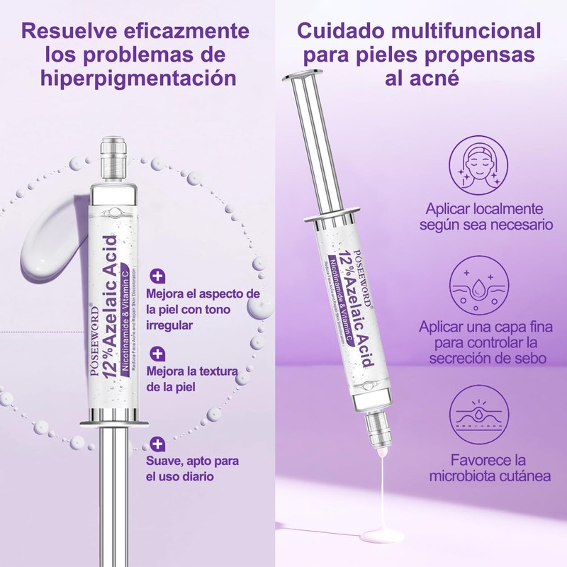4 Piezas Crema Ácido Azelaico 15% Suero Facial,Sérum para el