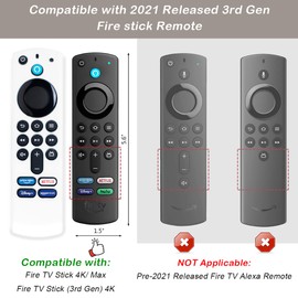 Firestick Remote Cover Glow in The Dark - TV Stick 4k Remote Cover 3rd Gen, Firestick Remote Case Anti Slip Silicone Sleeve (White)