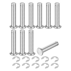 QUARKZMAN 10Set M6x30mm Perno Posizionamento Cilindrico Elastico Albero Acciaio Inossidabile 304, Perno Posizione Cilindro Cerniera Scanalato Testa Piatta con Ring Fissaggio Clip E, Argento