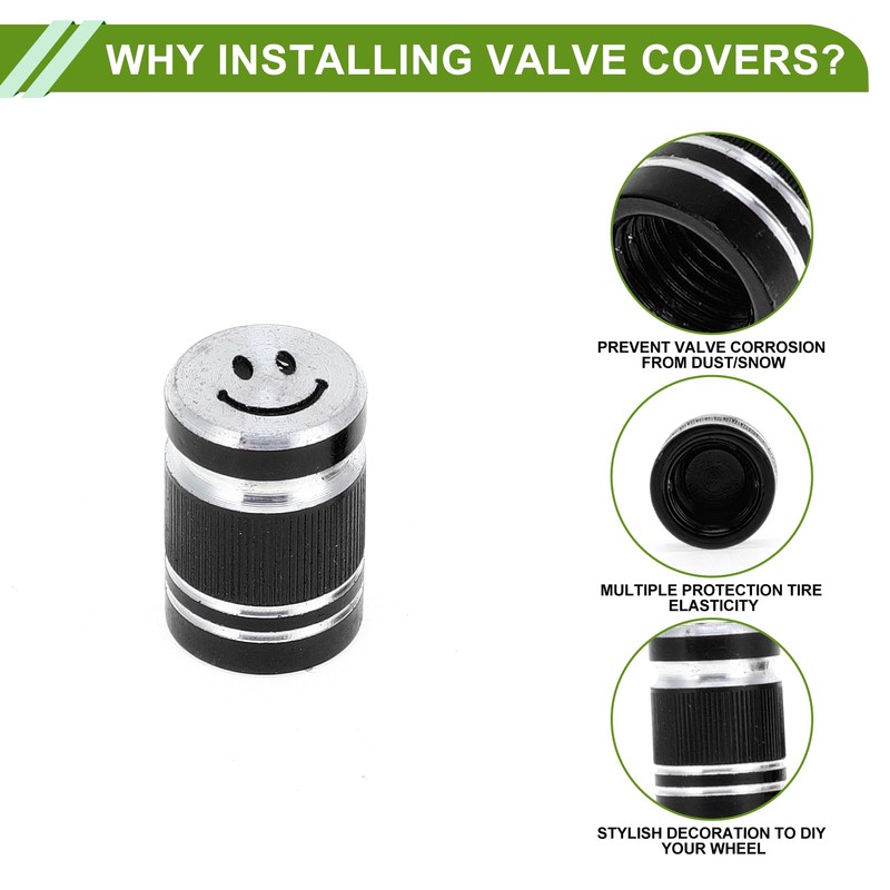 HOPESPANNER Tire Valve Stem Caps Dustproof Black Tyre Valve Dust