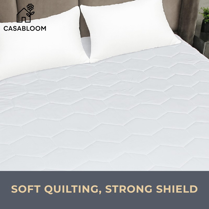 CASABLOOM Luxury Double Mattress Protector – Quilted, Noiseless, Deep Fit