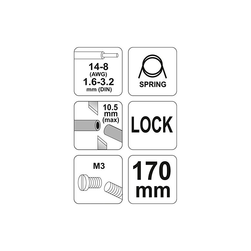 YATO professional wire cable stripper 170 mm long, cutter, 1.6-3.2
