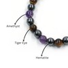 Natural Healing Crystals Beaded Bracelet, Blue Chalcedony and Map Jasper,