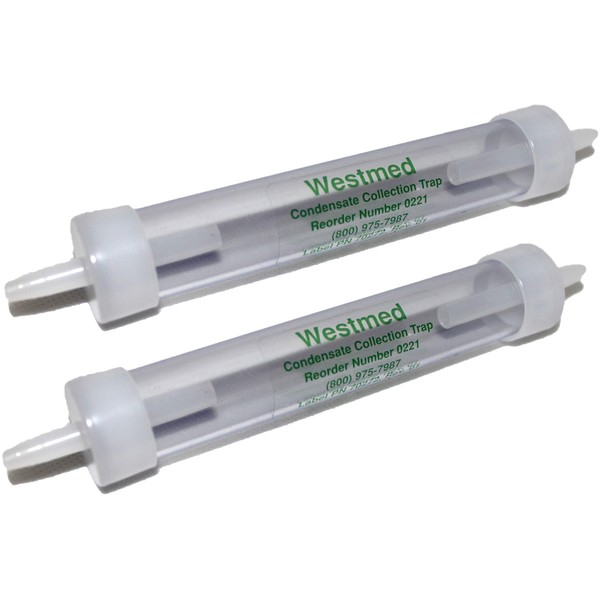 2-Pack Westmed #0221 Disposable Oxygen in-Line Water Traps for Condensation Collection in O2 Tubing