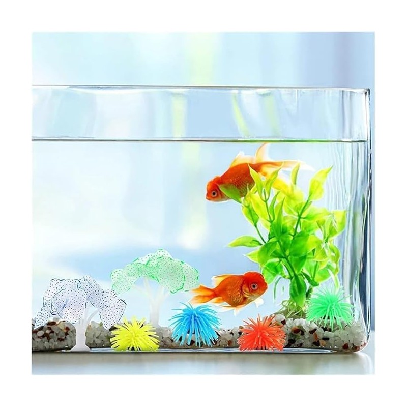 WinldMonmo Artificial Sea Anemone Aquarium Decorations, Silicone Coral Plant, Green,