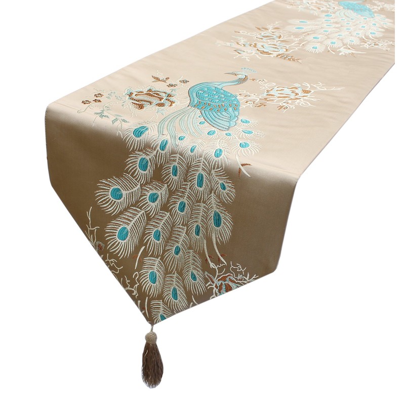 MAGILONA Home Tablecover Decorative Luxurious Cotton Linen Embroidered Floral Pattern