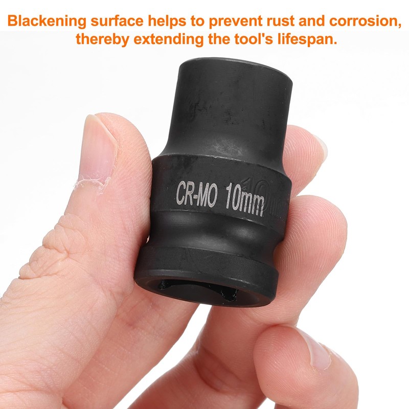 sourcing map 2pcs 4 Point Square Socket 1/2" Drive 10mm