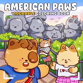 American Paws: A Cute & Comfy Coloring Book for Adults and Teens Featuring Cute Companions on a USA Road Trip for Relaxation