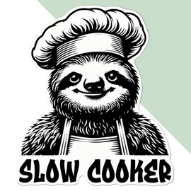Large 210mm 'Funny Sloth Chef' Permanent Sticker Decal for Cars/Windows/Bins/Walls etc (DW00136850)