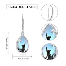 Moonstone Earrings Heart Earrings Silver 925 Hanging Boho Earring with Stone Women's Earrings, Sterling Silver